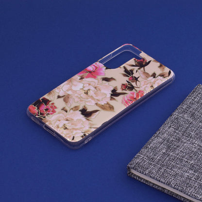 Husa de protectie Techsuit Marble Series compatibila cu Samsung Galaxy S21 FE, acoperire spate, Mary, Berry Nude