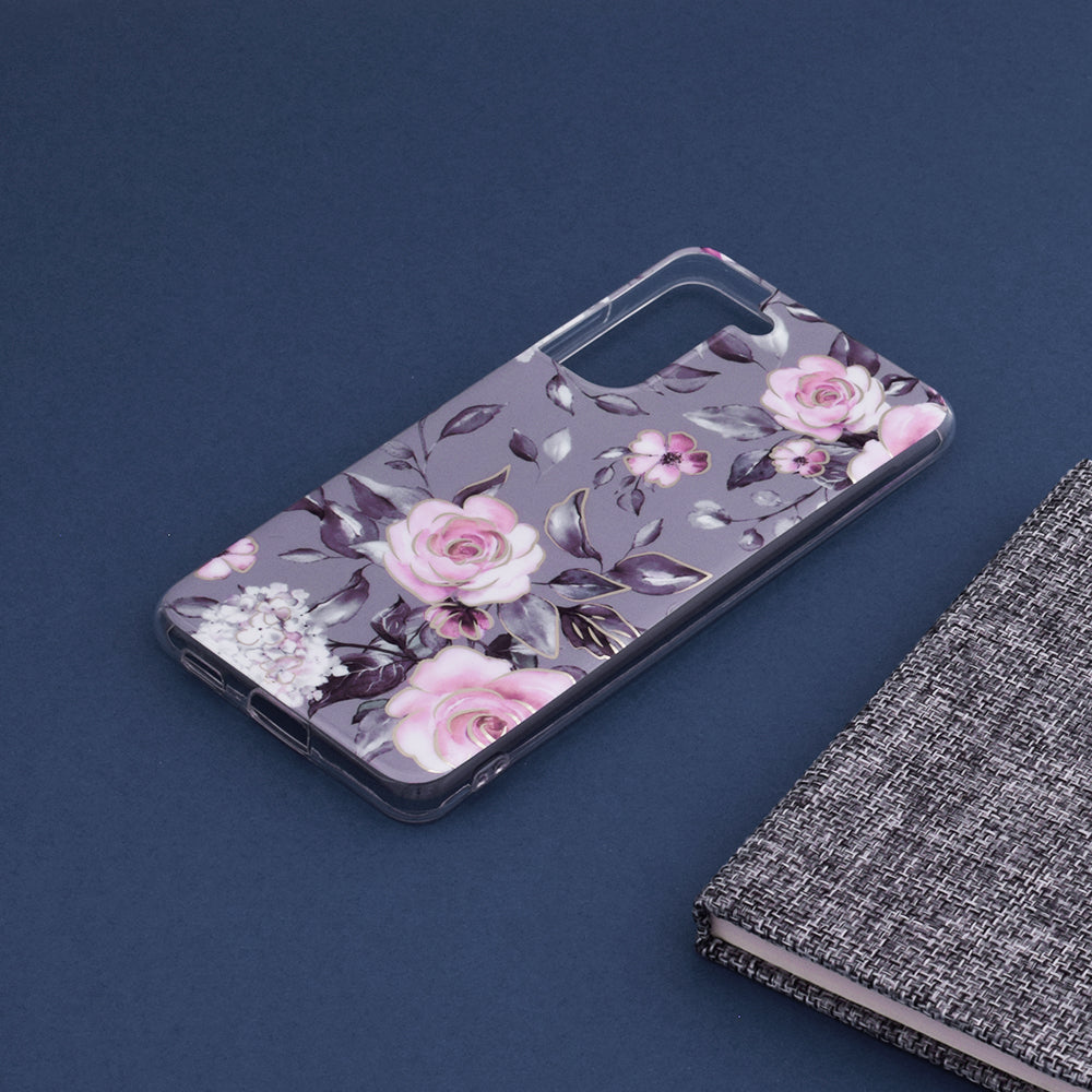 Husa de protectie Techsuit Marble Series compatibila cu Samsung Galaxy S21 FE, acoperire spate, Bloom of Ruth, Gray