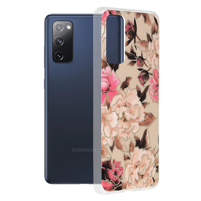 Husa de protectie Techsuit Marble Series compatibila cu Samsung Galaxy S20 FE 4G, acoperire spate, Mary, Berry Nude