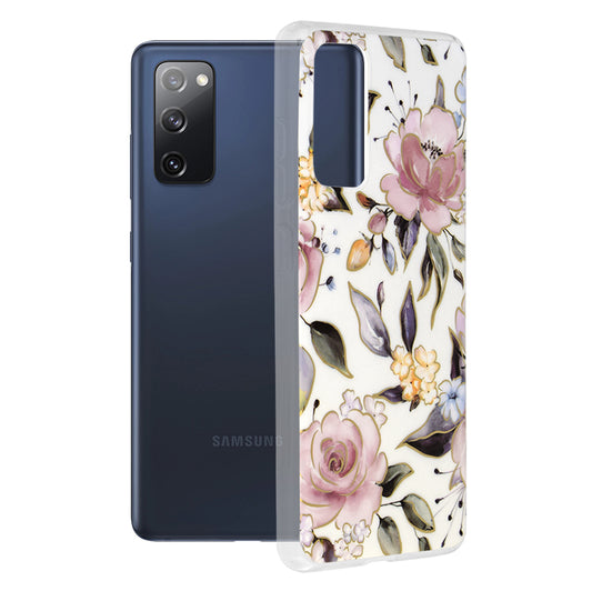 Husa de protectie Techsuit Marble Series compatibila cu Samsung Galaxy S20 FE 4G, acoperire spate, Chloe White