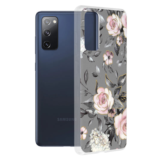 Husa de protectie Techsuit Marble Series compatibila cu Samsung Galaxy S20 FE 4G, acoperire spate, Bloom of Ruth, Gray