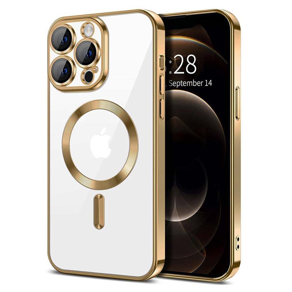 Husa de protectie Techsuit Luxury Crystal MagSafecompatibila cu Apple iPhone 12 Pro Max, acoperire spate, rose gold