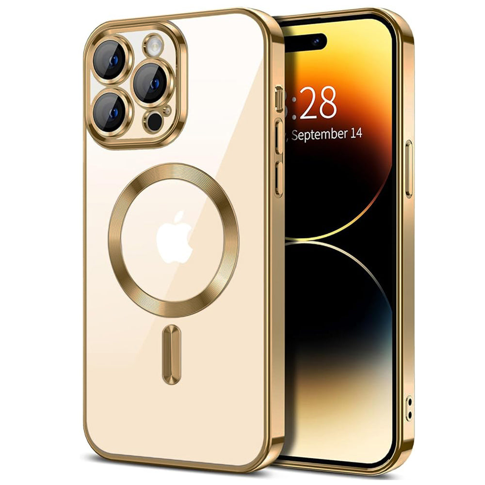 Husa de protectie Techsuit Luxury Crystal MagSafecompatibila cu Apple iPhone 14 Pro, acoperire spate, rose gold