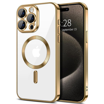 Husa de protectie Techsuit Luxury Crystal MagSafecompatibila cu Apple iPhone 15 Pro Max, acoperire spate, rose gold