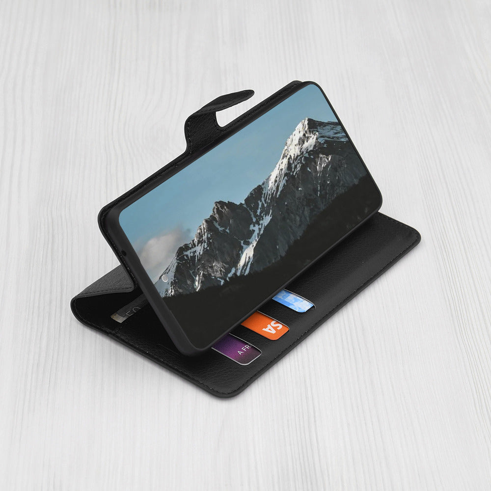 Husa de protectie Techsuit Leather Folio compatibila cu Realme GT 6T, acoperire spate, negru