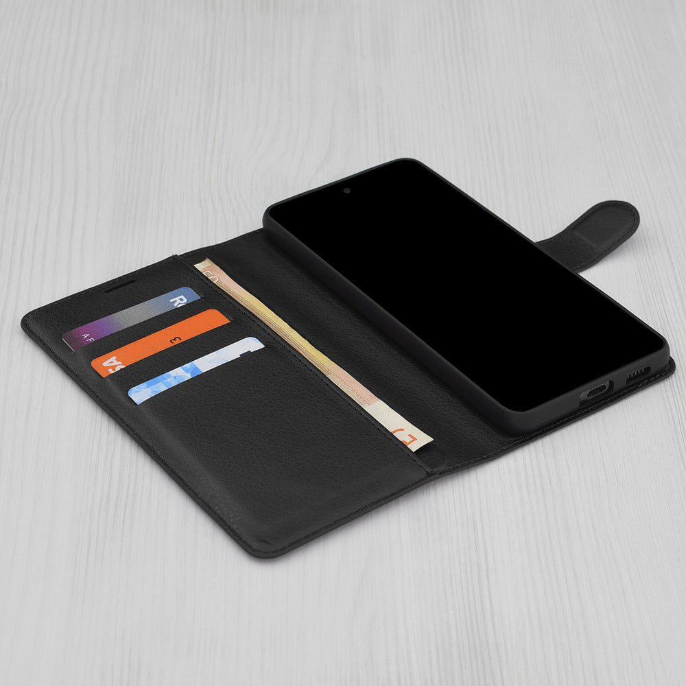 Husa de protectie Techsuit Leather Folio compatibila cu Realme 12x, acoperire spate, negru