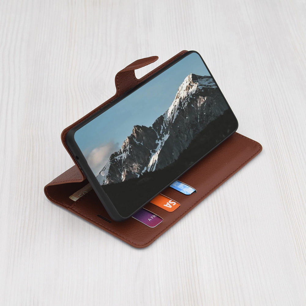 Husa de protectie Techsuit Leather Folio compatibila cu Realme GT 6T, acoperire spate, maro