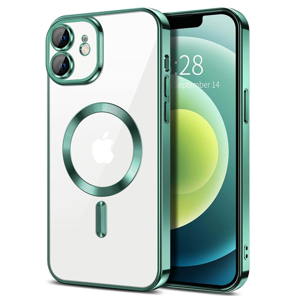 Husa de protectie Techsuit Luxury Crystal MagSafecompatibila cu Apple iPhone 12, acoperire spate, verde kaki