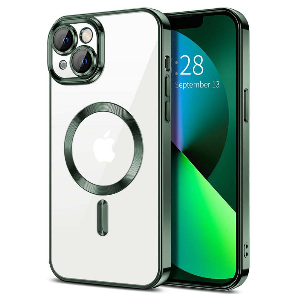 Husa de protectie Techsuit Luxury Crystal MagSafecompatibila cu Apple iPhone 14, acoperire spate, verde forest