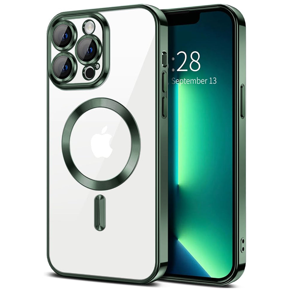 Husa de protectie Techsuit Luxury Crystal MagSafecompatibila cu Apple iPhone 13 Pro, acoperire spate, verde forest