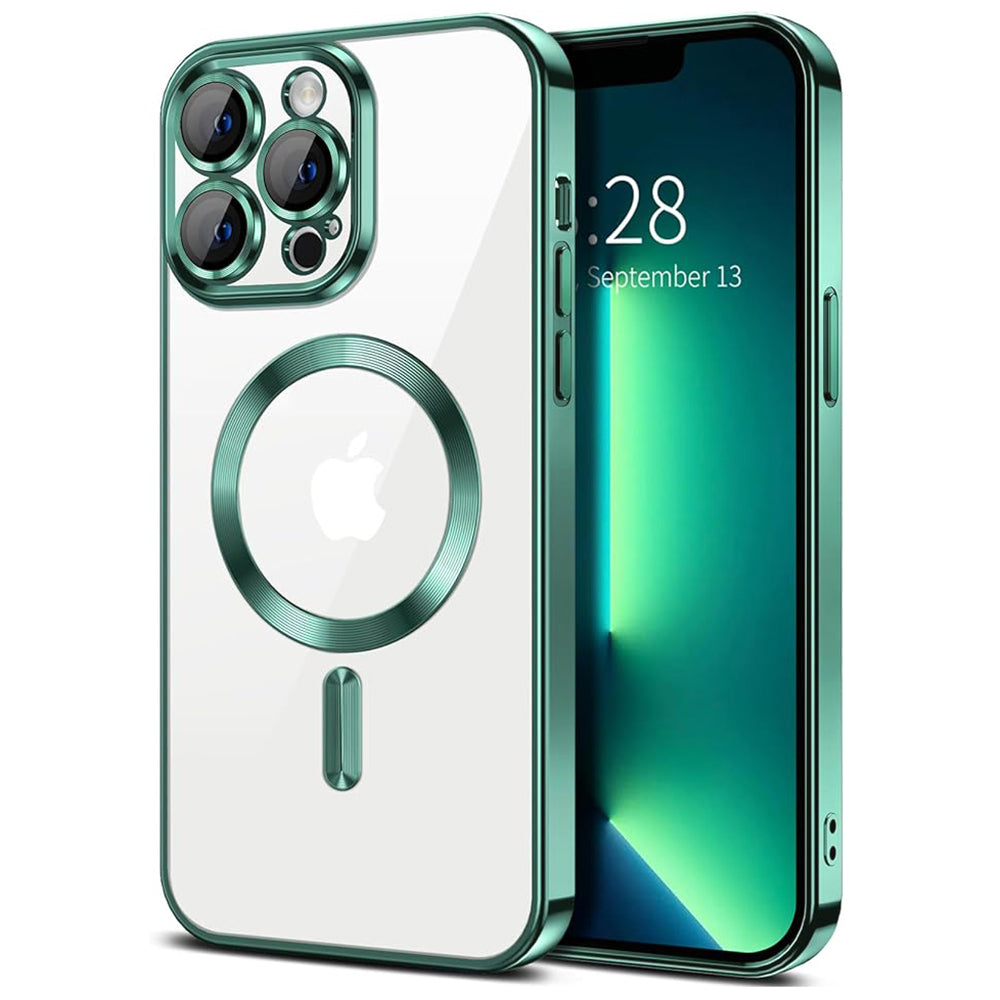Husa de protectie Techsuit Luxury Crystal MagSafecompatibila cu Apple iPhone 13 Pro, acoperire spate, verde kaki
