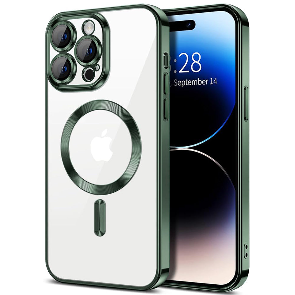 Husa de protectie Techsuit Luxury Crystal MagSafecompatibila cu Apple iPhone 14 Pro, acoperire spate, verde forest