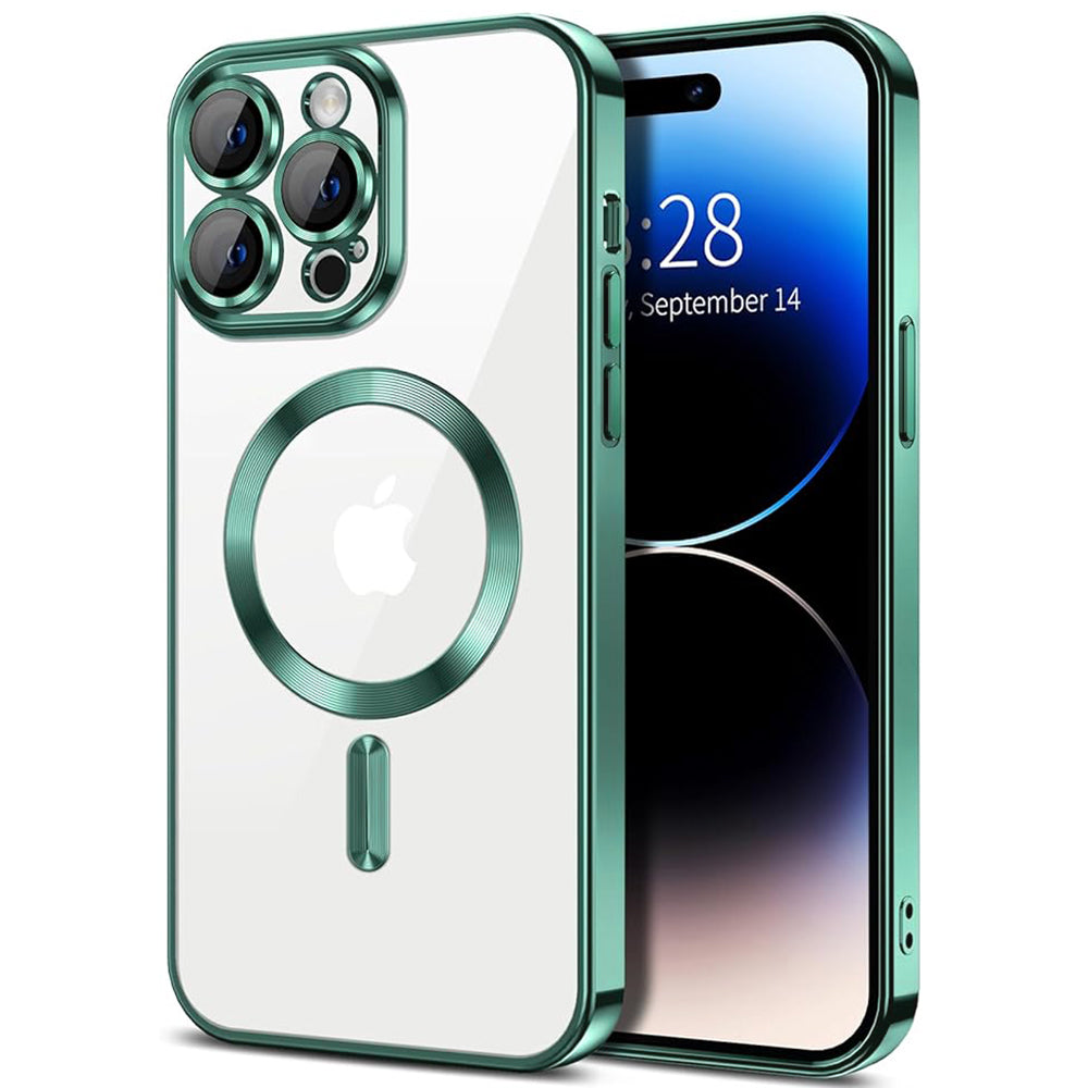 Husa de protectie Techsuit Luxury Crystal MagSafecompatibila cu Apple iPhone 15 Pro, acoperire spate, verde kaki