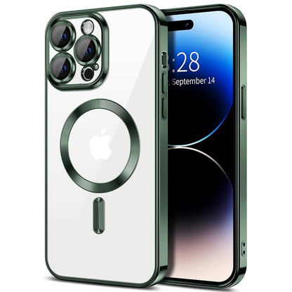 Husa de protectie Techsuit Luxury Crystal MagSafecompatibila cu Apple iPhone 15 Pro Max, acoperire spate, verde forest