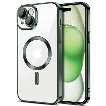 Husa de protectie Techsuit Luxury Crystal MagSafecompatibila cu Apple iPhone 15 Plus, acoperire spate, verde forest