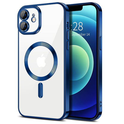 Husa de protectie Techsuit Luxury Crystal MagSafecompatibila cu Apple iPhone 12, acoperire spate, albastru inchis