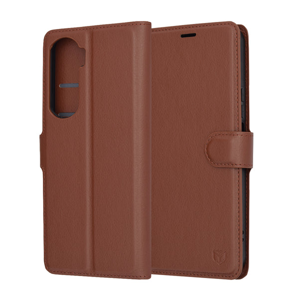 Husa de protectie Techsuit Leather Folio compatibila cu Honor 90 Lite, acoperire spate, maro