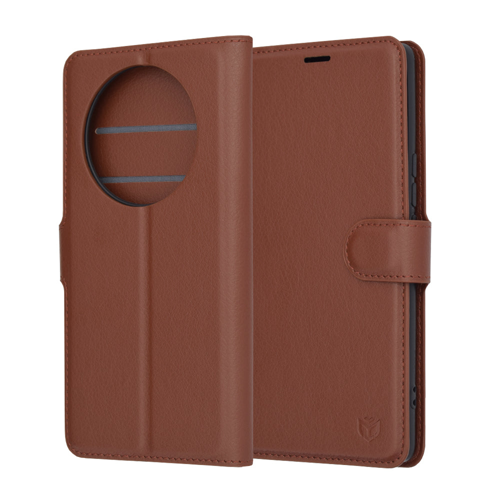 Husa de protectie Techsuit Leather Folio compatibila cu Honor Magic5 Lite, acoperire spate, maro