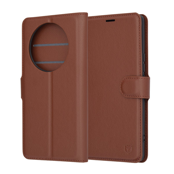 Husa de protectie Techsuit Leather Folio compatibila cu Honor Magic5 Lite, acoperire spate, maro