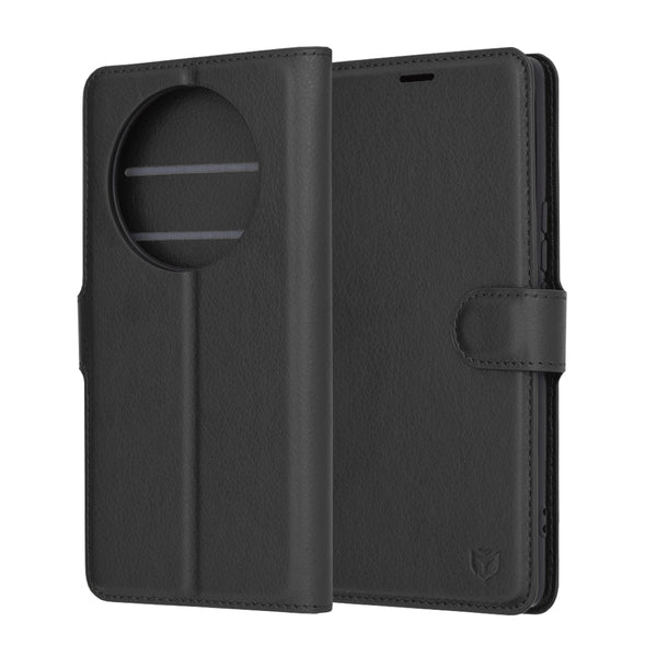 Husa de protectie Techsuit Leather Folio compatibila cu Honor Magic5 Lite, acoperire spate, negru