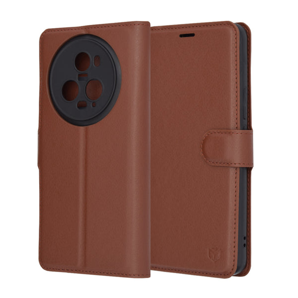 Husa de protectie Techsuit Leather Folio compatibila cu Honor Magic5 Pro, acoperire spate, maro