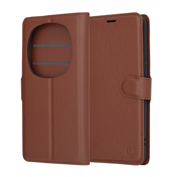 Husa de protectie Techsuit Leather Folio compatibila cu Honor Magic6 Pro, acoperire spate, maro