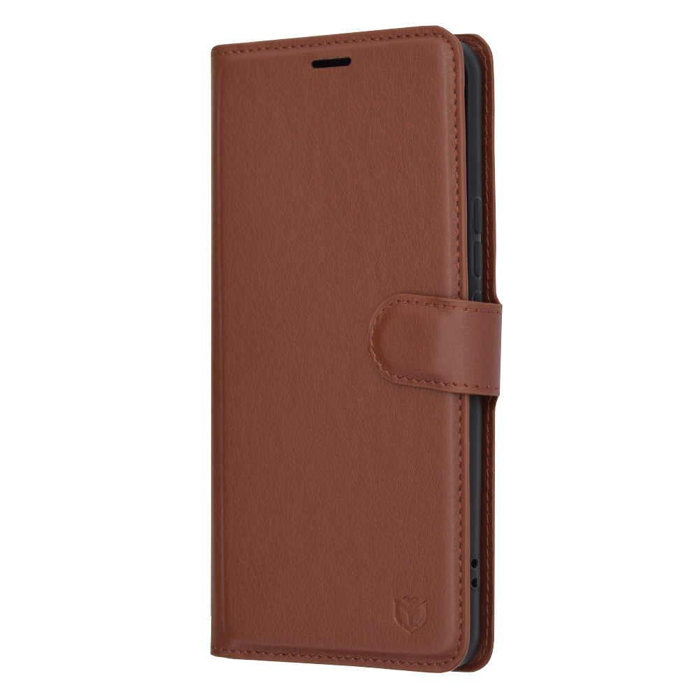 Husa de protectie Techsuit Leather Folio compatibila cu Honor Magic6 Pro, acoperire spate, maro