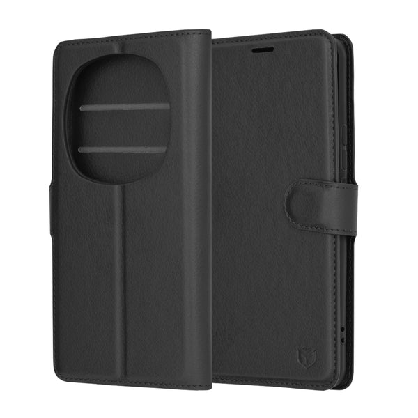 Husa de protectie Techsuit Leather Folio compatibila cu Honor Magic6 Pro, acoperire spate, negru