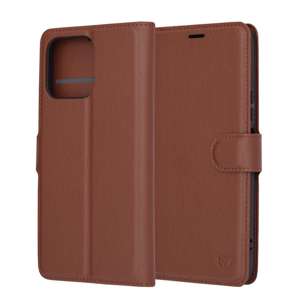 Husa de protectie Techsuit Leather Folio compatibila cu Honor X8 5G, acoperire spate, maro