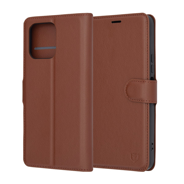 Husa de protectie Techsuit Leather Folio compatibila cu Honor X6a, acoperire spate, maro