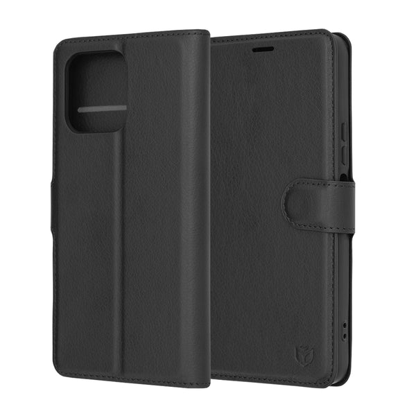 Husa de protectie Techsuit Leather Folio compatibila cu Honor X6a, acoperire spate, negru