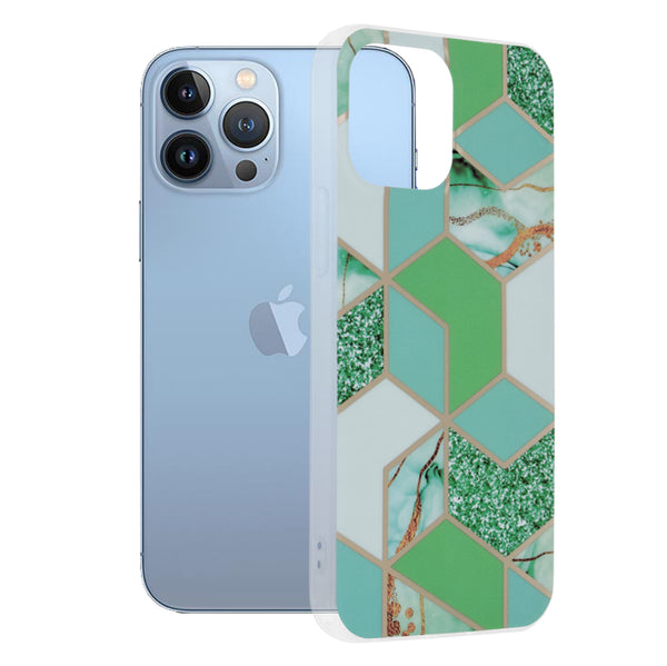 Husa de protectie Techsuit Marble Series compatibila cu Apple iPhone 13 Pro Max, acoperire spate, Green Hex