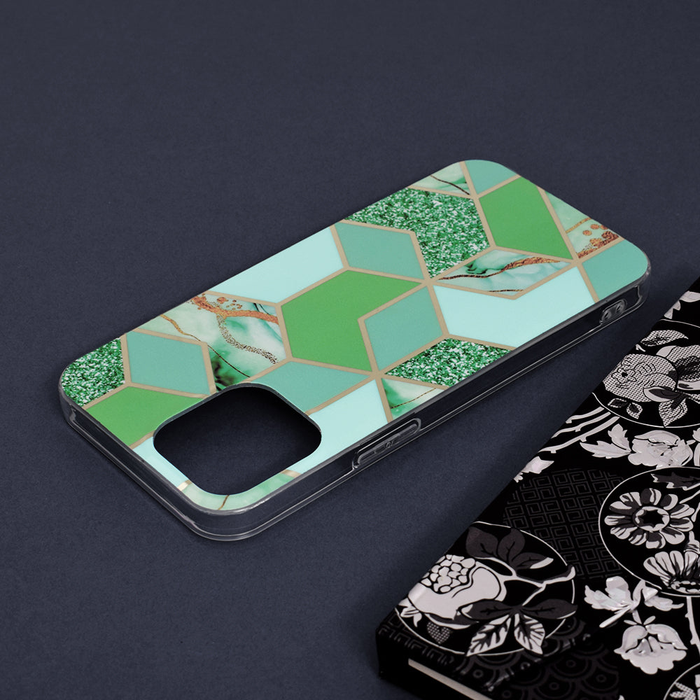 Husa de protectie Techsuit Marble Series compatibila cu Apple iPhone 13 Pro Max, acoperire spate, Green Hex