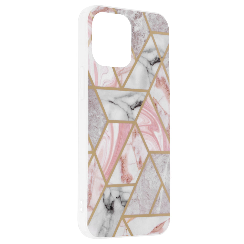 Husa de protectie Techsuit Marble Series compatibila cu Apple iPhone 13 Pro Max, acoperire spate, Pink Hex