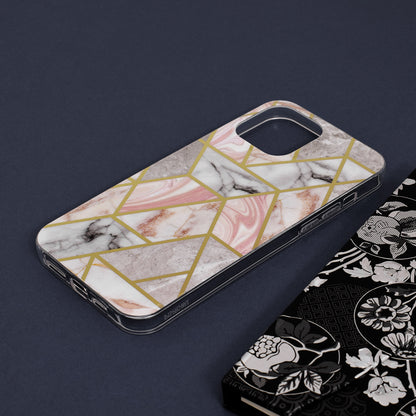 Husa de protectie Techsuit Marble Series compatibila cu Apple iPhone 13 Pro Max, acoperire spate, Pink Hex