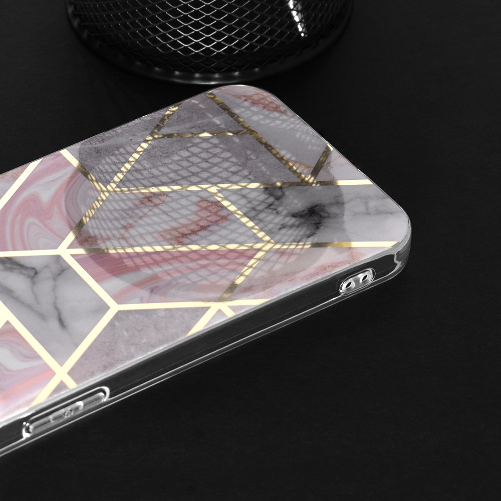 Husa de protectie Techsuit Marble Series compatibila cu Apple iPhone 13 Pro Max, acoperire spate, Pink Hex