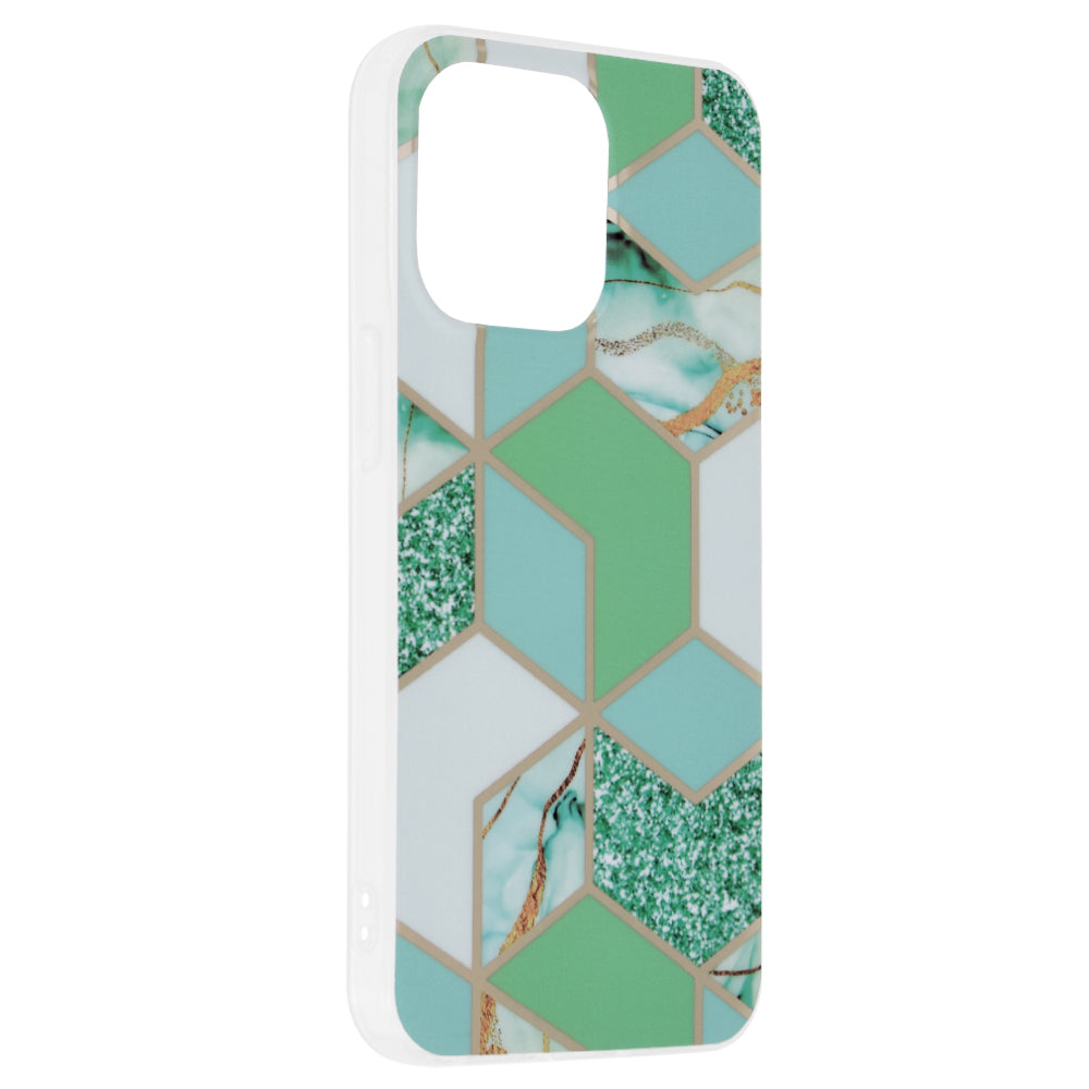 Husa de protectie Techsuit Marble Series compatibila cu Apple iPhone 13 Pro, acoperire spate, Green Hex