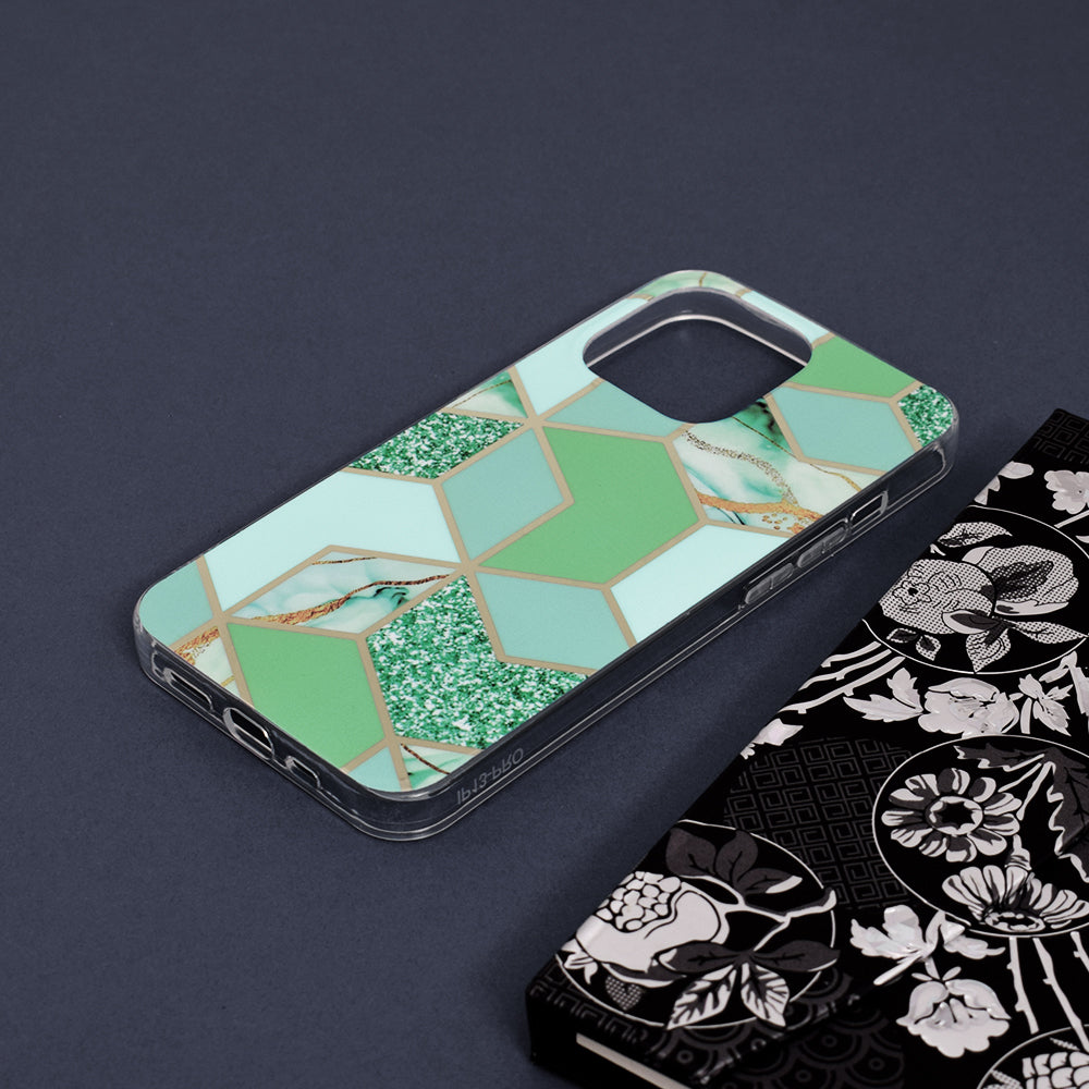 Husa de protectie Techsuit Marble Series compatibila cu Apple iPhone 13 Pro, acoperire spate, Green Hex