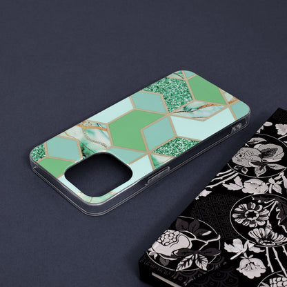 Husa de protectie Techsuit Marble Series compatibila cu Apple iPhone 13 Pro, acoperire spate, Green Hex