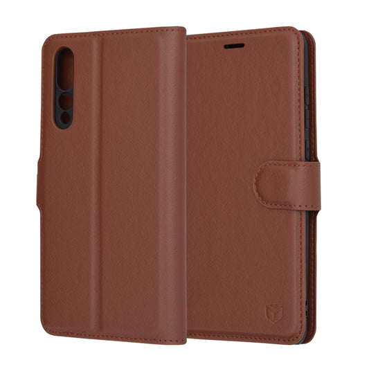 Husa de protectie Techsuit Leather Folio compatibila cu Huawei P20 Pro, acoperire spate, maro