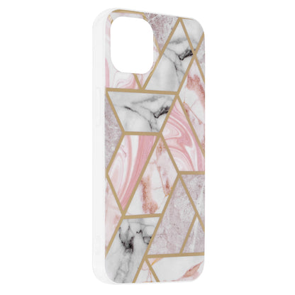 Husa de protectie Techsuit Marble Series compatibila cu Apple iPhone 13, acoperire spate, Pink Hex