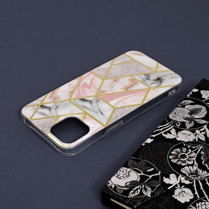 Husa de protectie Techsuit Marble Series compatibila cu Apple iPhone 13, acoperire spate, Pink Hex
