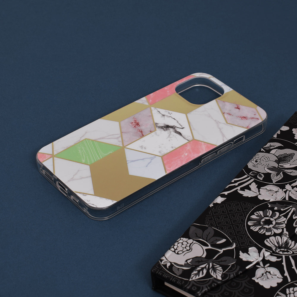 Husa de protectie Techsuit Marble Series compatibila cu Apple iPhone 13, acoperire spate, Purple Hex