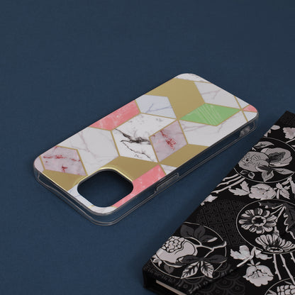Husa de protectie Techsuit Marble Series compatibila cu Apple iPhone 13, acoperire spate, Purple Hex