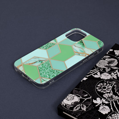 Husa de protectie Techsuit Marble Series compatibila cu Apple iPhone 12, acoperire spate, Green Hex