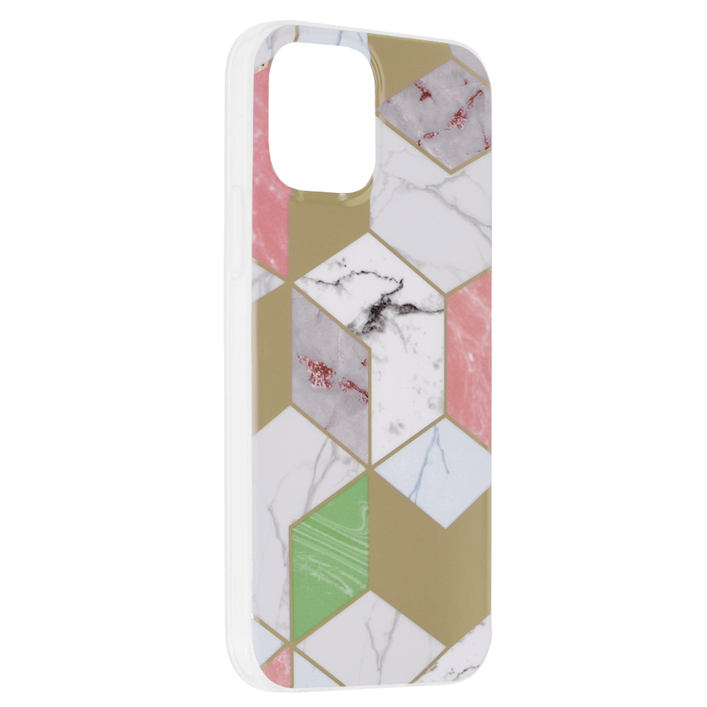 Husa de protectie Techsuit Marble Series compatibila cu Apple iPhone 12 Pro, acoperire spate, Purple Hex