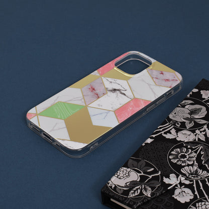 Husa de protectie Techsuit Marble Series compatibila cu Apple iPhone 12, acoperire spate, Purple Hex