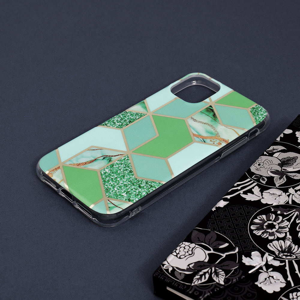 Husa de protectie Techsuit Marble Series compatibila cu Apple iPhone 11, acoperire spate, Green Hex