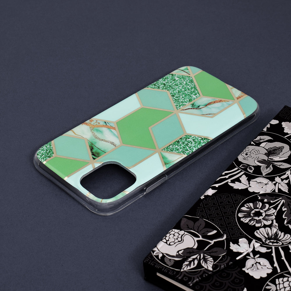 Husa de protectie Techsuit Marble Series compatibila cu Apple iPhone 11, acoperire spate, Green Hex