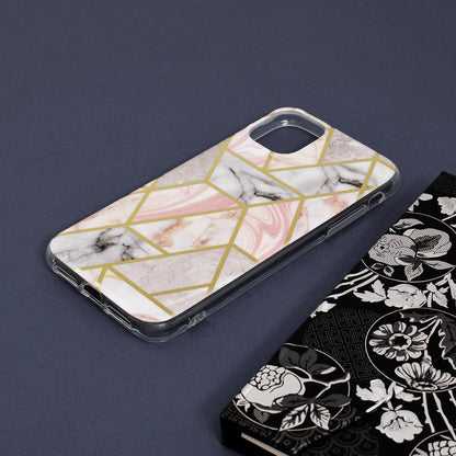 Husa de protectie Techsuit Marble Series compatibila cu Apple iPhone 11, acoperire spate, Pink Hex